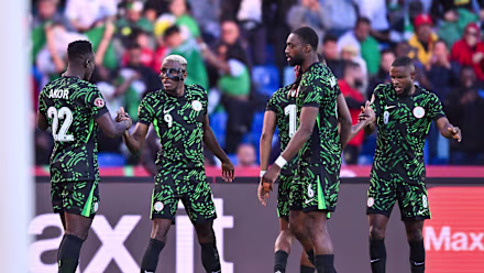 Super Eagles celebrating victory over Algeria at AFCON 2025