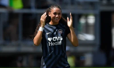 Trinity Rodman celebrates after scoring for Washington Spirit