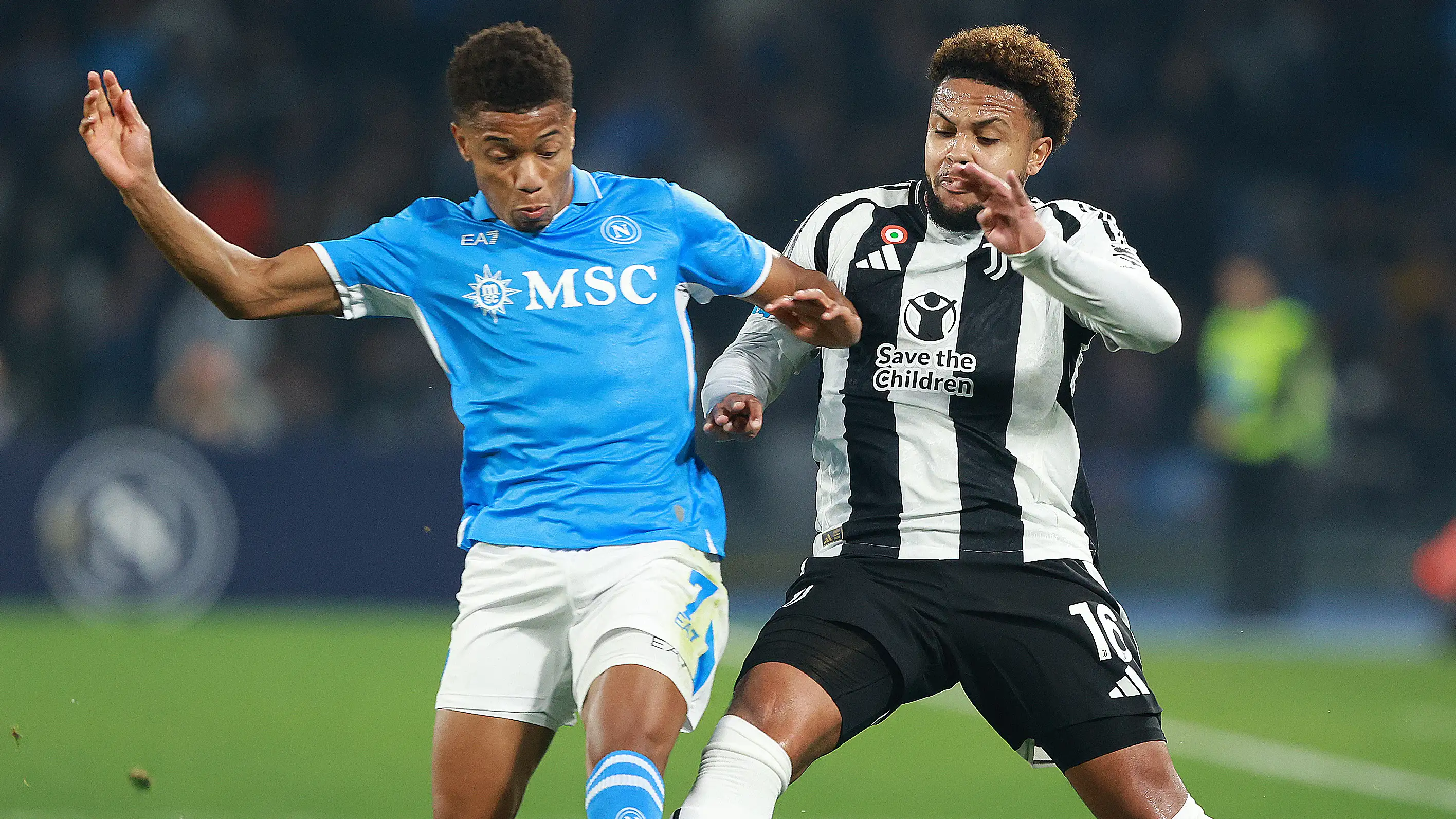 Weston McKennie in action for Juventus against Napoli in Serie A
