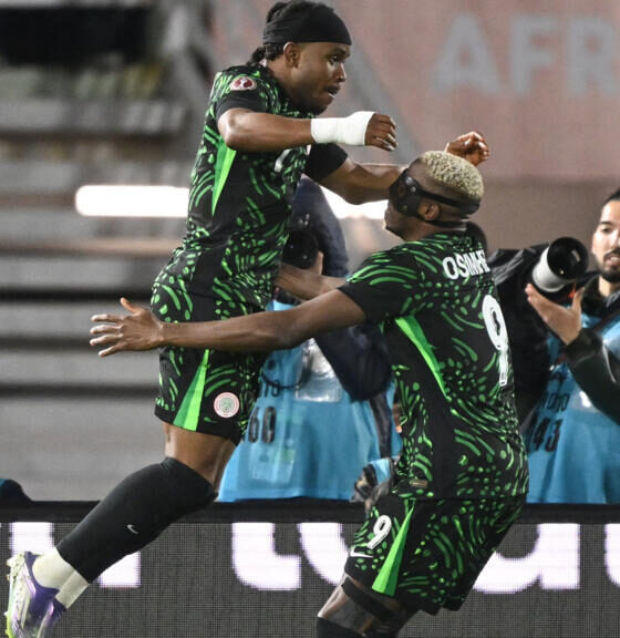 Ademola Lookman and Victor Osimhen celebrating for Nigeria at AFCON 2025