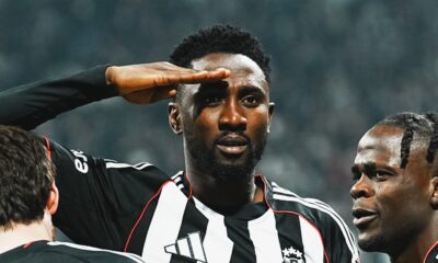 wilfred ndidi military salute celebration after scoring for besiktas on emotional return to action