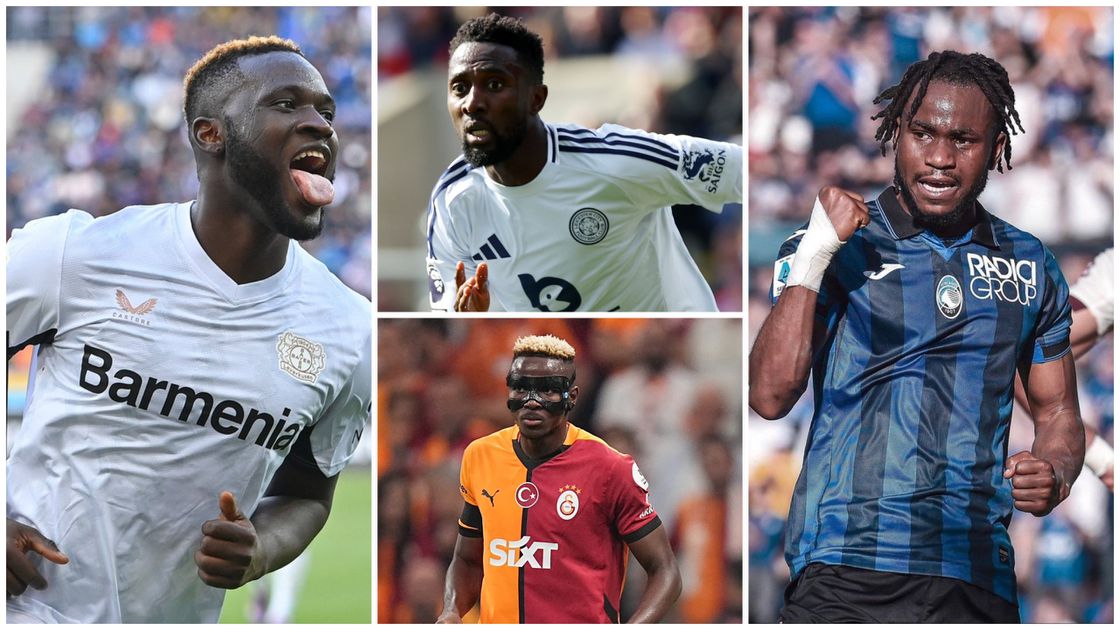 Collage Of Nigerian Footballers In Europe Including Iwobi Lookman Ndidi And Osimhen