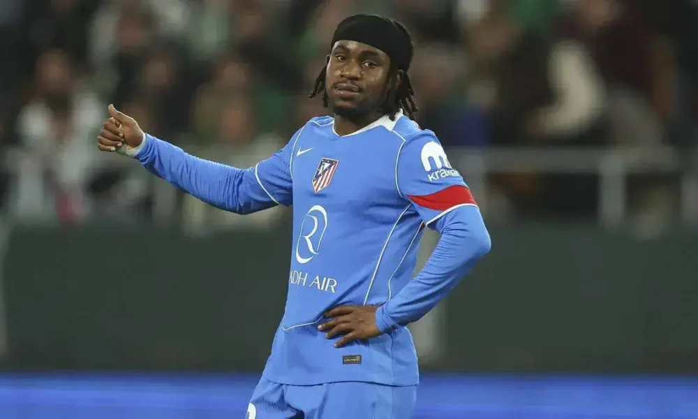 Ademola Lookman celebrating on his Atletico Madrid debut against Real Betis