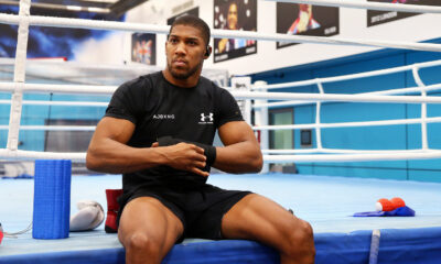 Anthony Joshua during a boxing training session