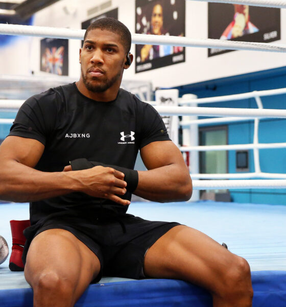 Anthony Joshua during a boxing training session