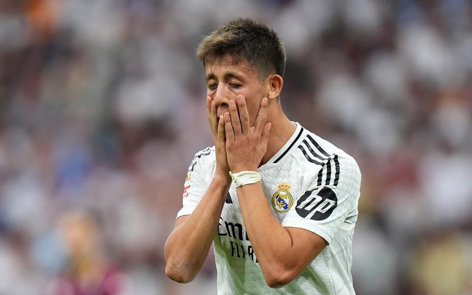 Arda Guler reacting during a Real Madrid Champions League match