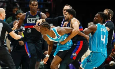 Detroit Pistons and Charlotte Hornets players involved in on-court altercation during NBA game