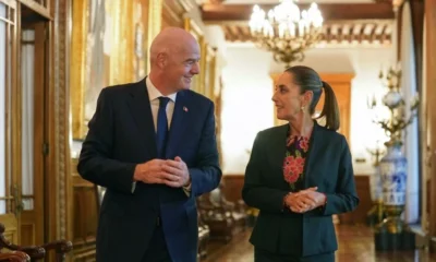 Gianni Infantino and Claudia Sheinbaum discussing Mexico’s preparations for the 2026 FIFA World Cup