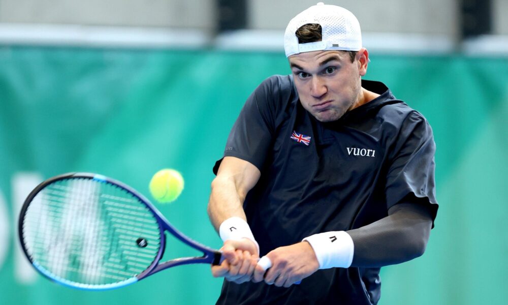 Jack Draper celebrating victory for Great Britain in the Davis Cup after injury comeback