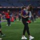 Lionel Messi and Antonela Roccuzzo during a Barcelona visit after Camp Nou renovation