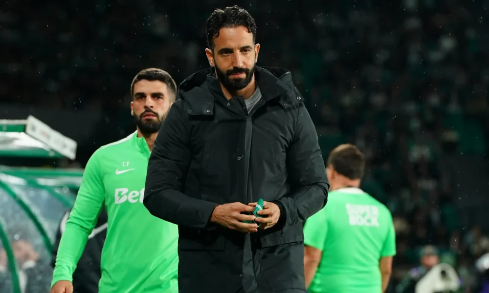 Ruben Amorim reacting on the touchline during a Portuguese league match