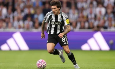 Sandro Tonali playing for Newcastle United during a Premier League match at St James’ Park