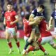 Six Nations rugby players collide during high-intensity international match
