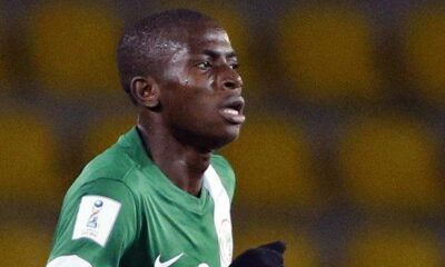 Victor Osimhen celebrating goal for Nigeria youth team at FIFA U-17 World Cup