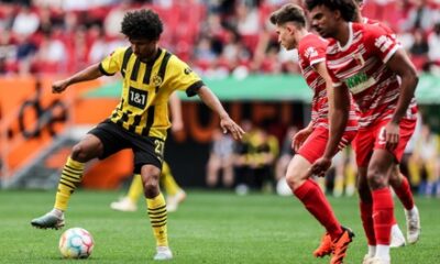 Karim Adeyemi in action for Borussia Dortmund during a Bundesliga match