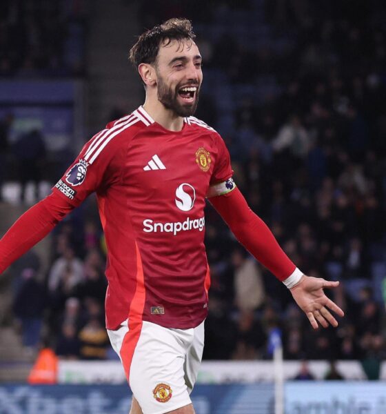 Bruno Fernandes captaining Manchester United during a Premier League match