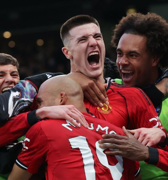 Benjamin Sesko celebrates injury-time winner for Manchester United at Old Trafford