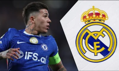 Enzo Fernandez arriving at airport amid transfer speculation linking him to Real Madrid