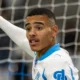 Mason Greenwood receiving treatment after a heavy tackle during Marseille vs Lille Ligue 1 match