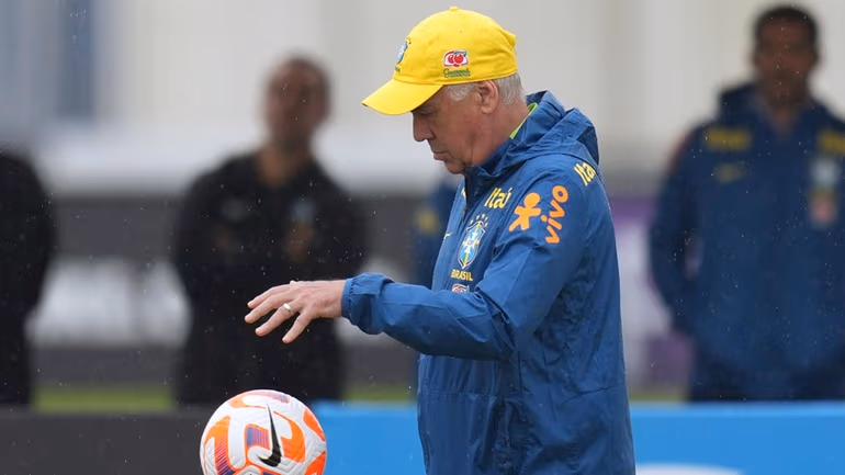 Carlo Ancelotti leading Brazil training session ahead of World Cup preparations