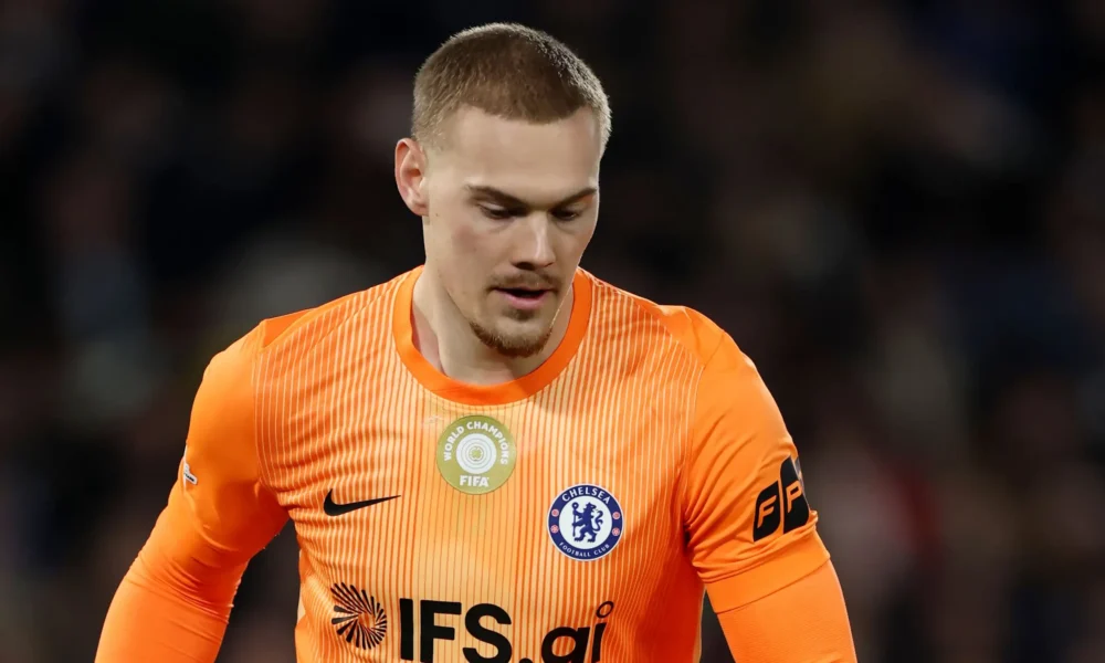Chelsea goalkeeper Filip Jorgensen during Champions League match against PSG