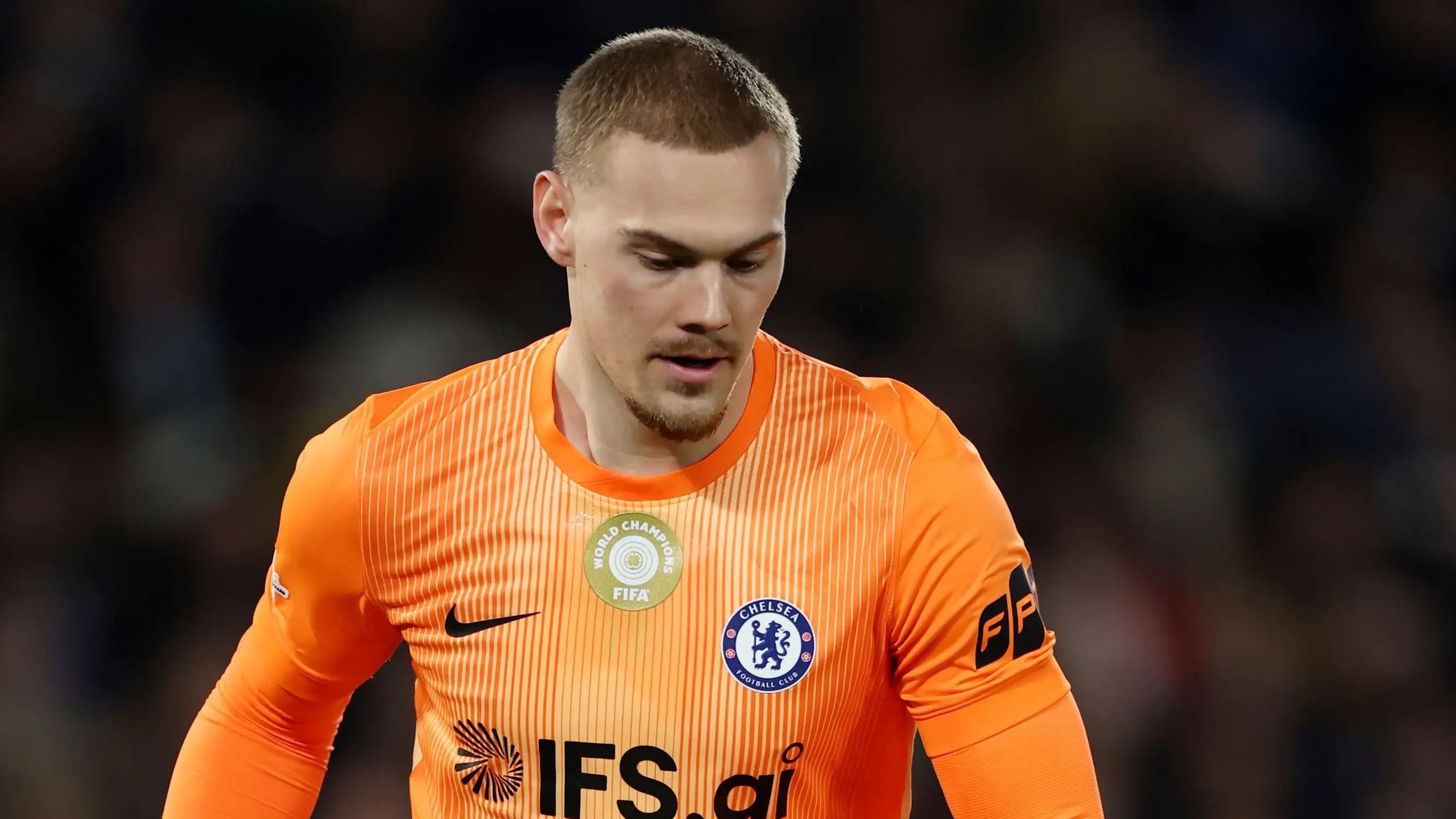 Chelsea goalkeeper Filip Jorgensen during Champions League match against PSG