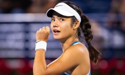 Emma Raducanu training ahead of the Indian Wells tennis tournament