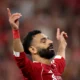 Mohamed Salah celebrating a goal for Liverpool during a Premier League match