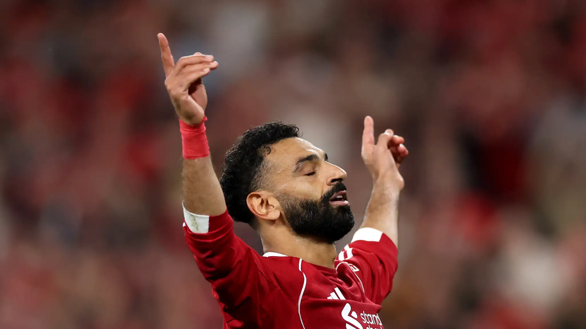Mohamed Salah celebrating a goal for Liverpool during a Premier League match