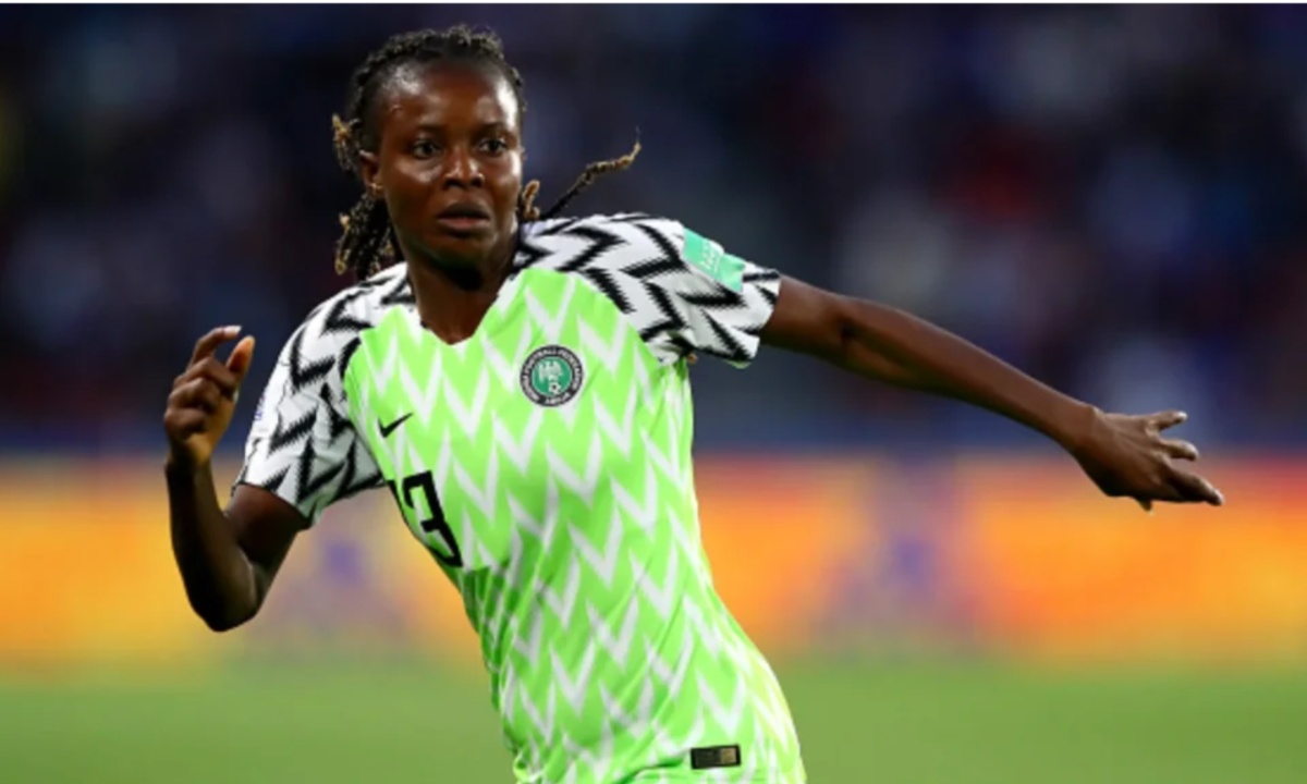 Ngozi Okobi-Okeoghene in action for the Super Falcons after her return