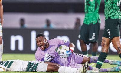 Stanley Nwabali in action for the Super Eagles during AFCON