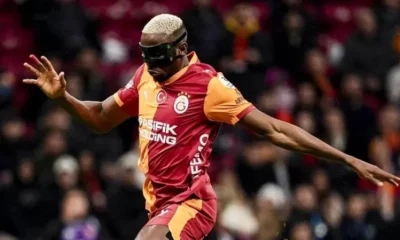 Victor Osimhen celebrating a goal for Galatasaray in the Champions League