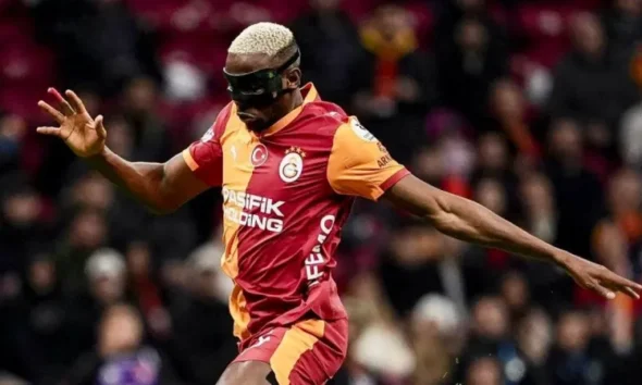 Victor Osimhen celebrating a goal for Galatasaray in the Champions League