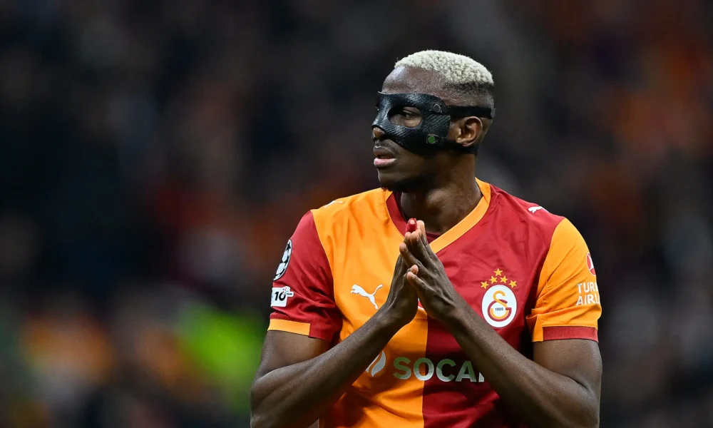 Victor Osimhen in action for Galatasaray against Liverpool in the Champions League