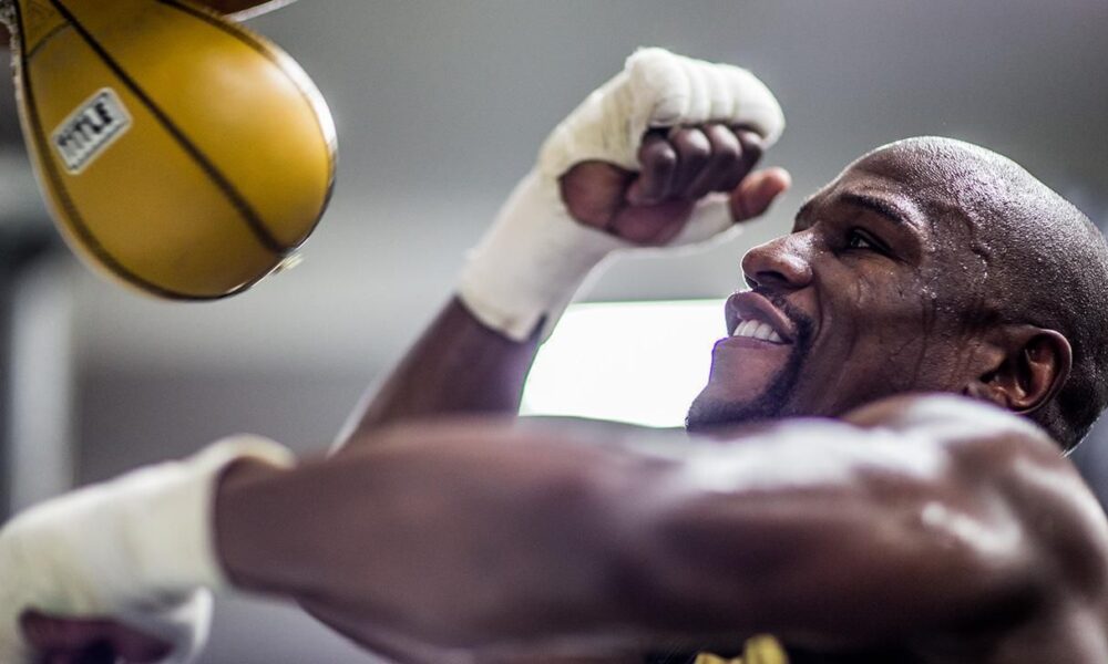 Floyd Mayweather during a boxing training session