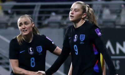 Georgia Stanway celebrating after scoring for England in a match against Ukraine
