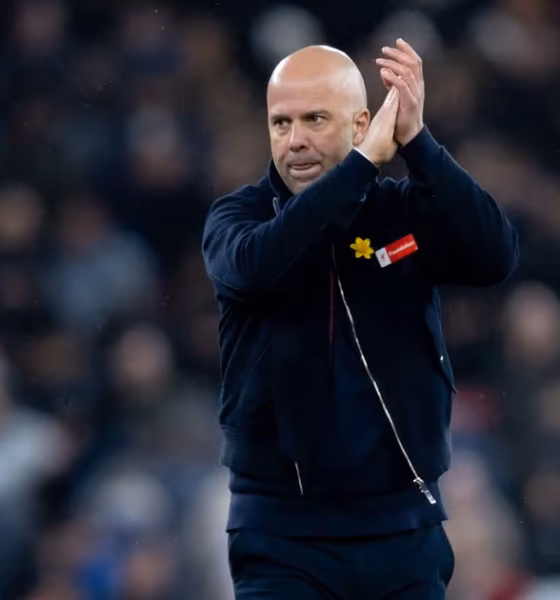 Arne Slot on the touchline during Liverpool match as speculation continues over his future.