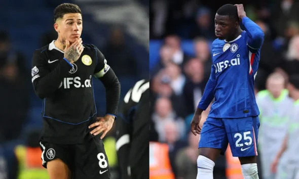 Enzo Fernandez and Moises Caicedo during Chelsea Premier League match after criticism from Frank Leboeuf.
