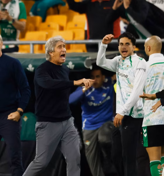 Hector Bellerin celebrating late equaliser for Real Betis against Real Madrid in La Liga clash.