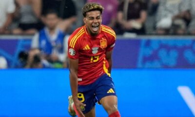 Lamine Yamal reacting during Spain vs Egypt match amid controversy over racist chants