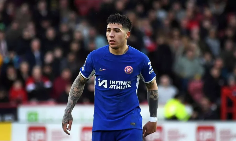 Enzo Fernandez reacting angrily during Chelsea match amid team struggles