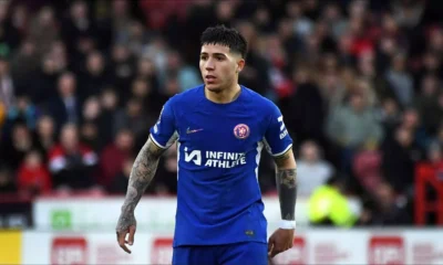 Enzo Fernandez reacting angrily during Chelsea match amid team struggles