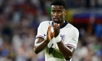Marc Guehi reacting after England’s defeat to Japan at Wembley Stadium