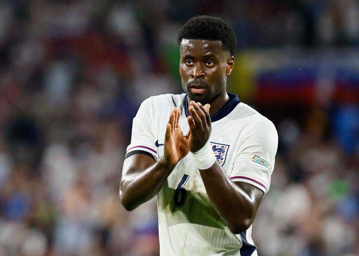Marc Guehi reacting after England’s defeat to Japan at Wembley Stadium