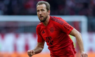 Harry Kane reacting during a match as Bayern Munich worry about his fitness ahead of Real Madrid clash
