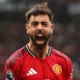 Bruno Fernandes celebrating after being named FWA Footballer of the Year.