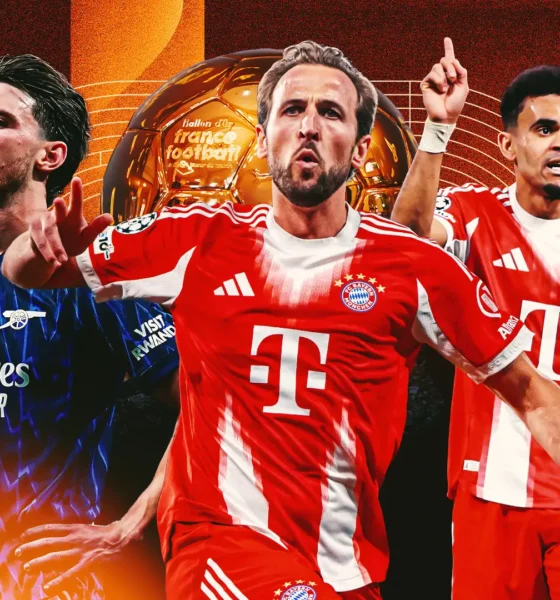 Harry Kane, Ousmane Dembele and Declan Rice featured in Ballon d'Or 2026 race discussion.