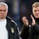 Jose Mourinho and Eddie Howe during matches as Newcastle weigh managerial decision.