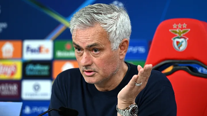 Jose Mourinho during a Benfica press conference responding to rumours about a possible return to Real Madrid.
