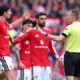 Roy Keane reacting angrily while discussing Bruno Fernandes and Manchester United.